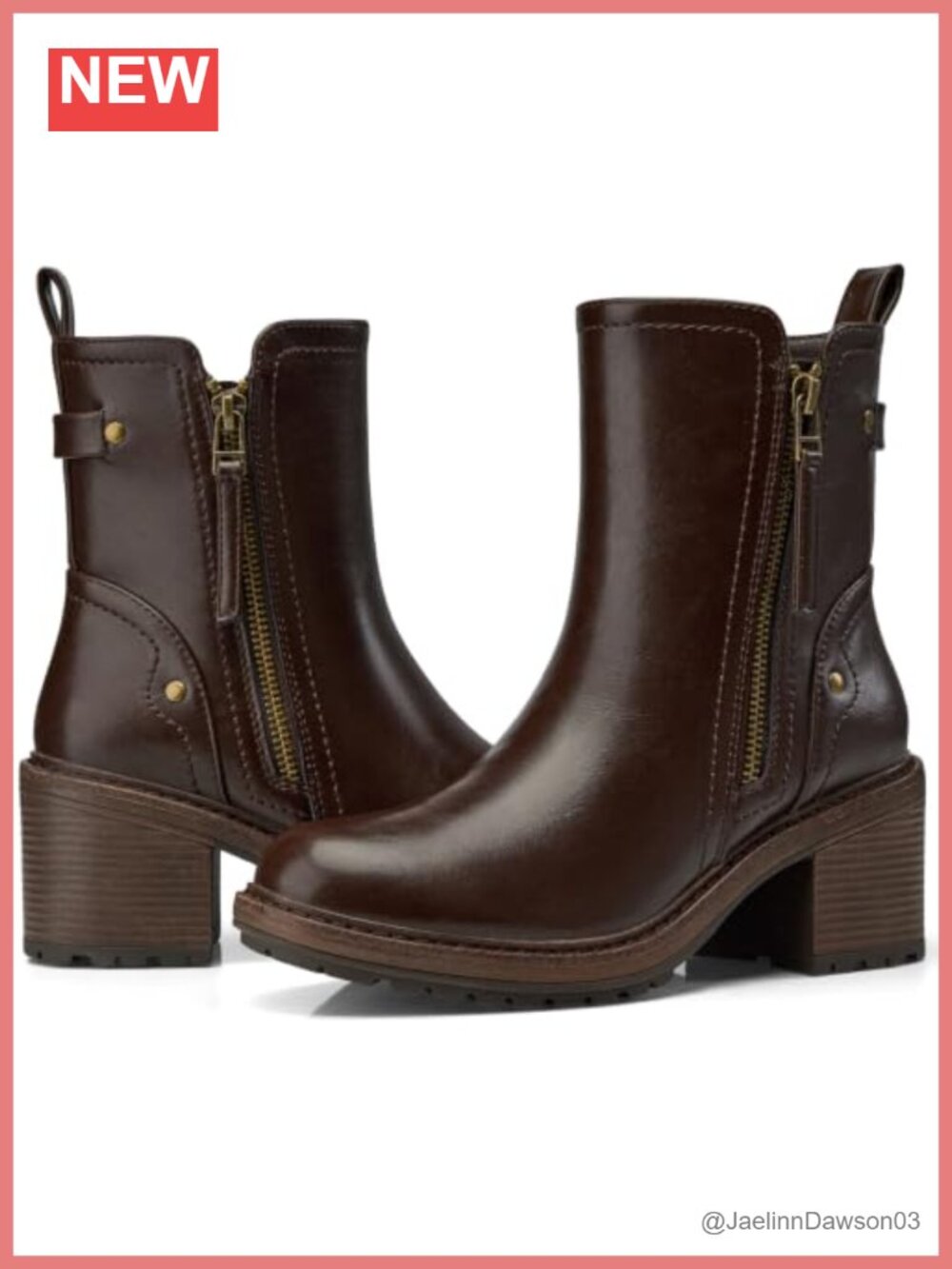 TEMOFON Womens Ankle Boots Chunky Heel Faux Leather Booties Side Zipper